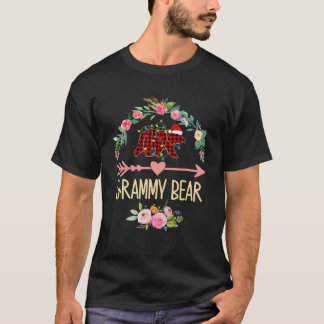Grammy Bear Xmas Family Christmas Pajama Red Plaid T-Shirt