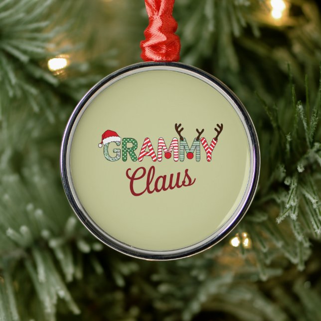 Grammy Claus Christmas Grandma Gift Xmas  Metal Tree Decoration (Tree)