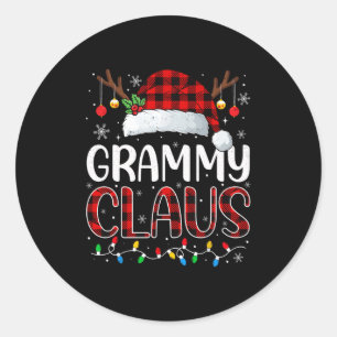 Grammy Claus Christmas Lights Pajama Family Matchi Classic Round Sticker