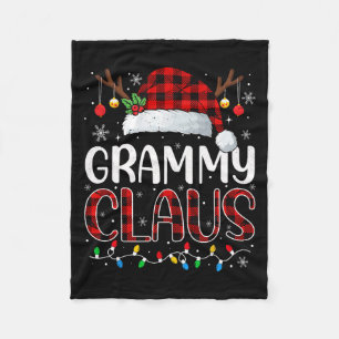 Grammy Claus Christmas Lights Pajama Family Matchi Fleece Blanket