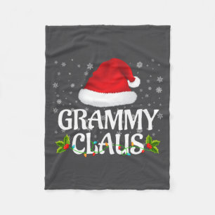 Grammy Claus Christmas Lights Santa Pajama Family  Fleece Blanket