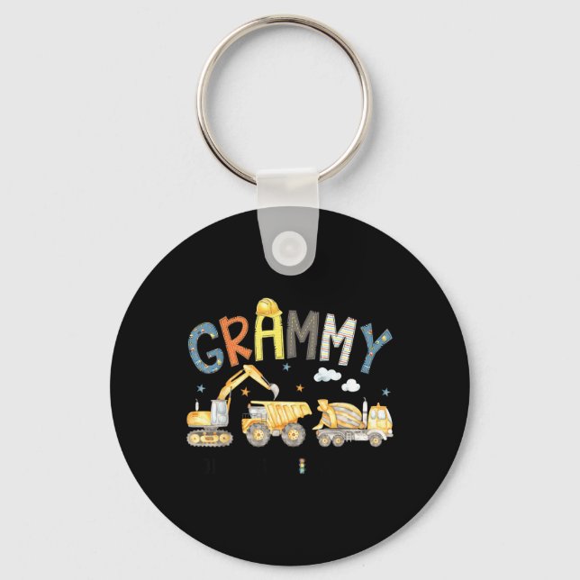 Grammy Construction Crew Excavator Birthday Boy Key Ring (Front)