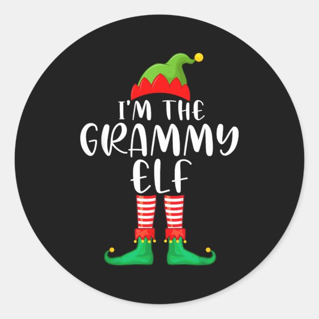 Grammy Elf Matching Family Group Christmas Party P Classic Round Sticker (Front)
