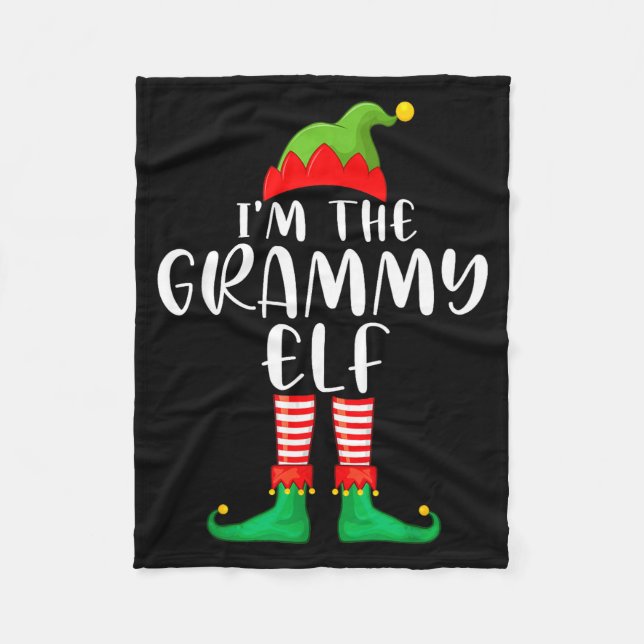 Grammy Elf Matching Family Group Christmas Party P Fleece Blanket (Front)