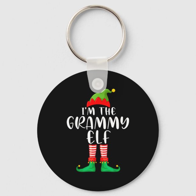 Grammy Elf Matching Family Group Christmas Party P Key Ring (Front)