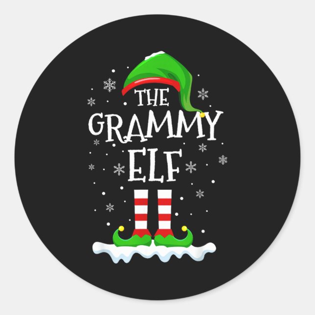 Grammy Elf Squad Xmas Family Matching Group Christ Classic Round Sticker (Front)