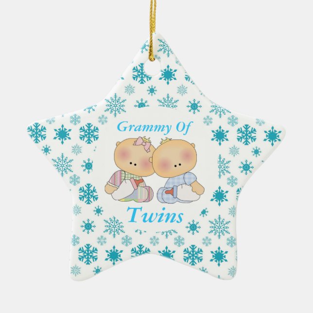Grammy Grandma Of Twins Star Ornament Gift (Front)