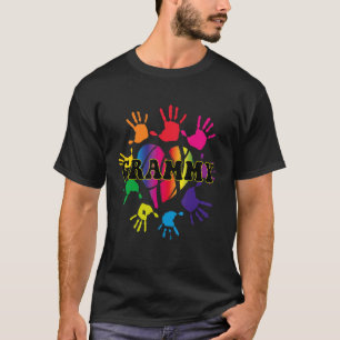 Grammy Heart Hand Print Kids Handprint Grandma Mot T-Shirt