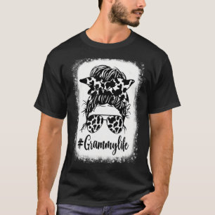 Grammy Life Cow Messy Bun Hair Bleached Mother's D T-Shirt
