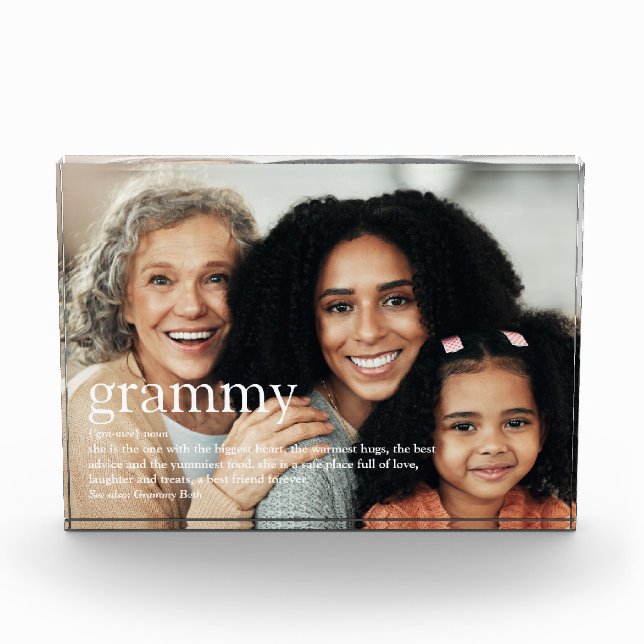 Grammy Modern Fun Quote Definition Grandma Gift Photo Block (Front)