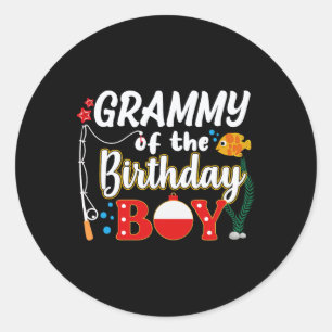 Grammy Of The Birthday Boy Fishing Family Matching Classic Round Sticker