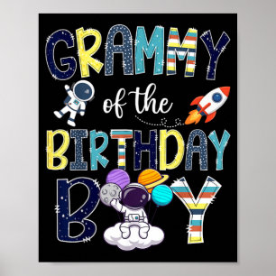 Grammy Of The Birthday Boy Space Astronaut Planets Poster