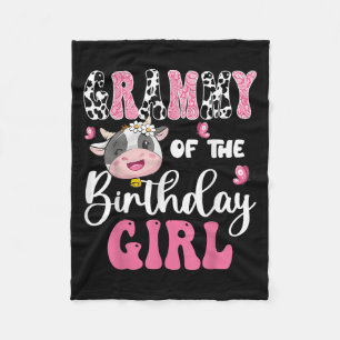 Grammy Of The Birthday Girl Farm Cow 1st Birthday  Fleece Blanket