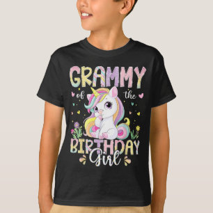 Grammy of The Birthday Girl Kawaii Unicorn Family T-Shirt