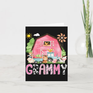 Grammy Of The Birthday Girl Matching Pink Farm Cow Card