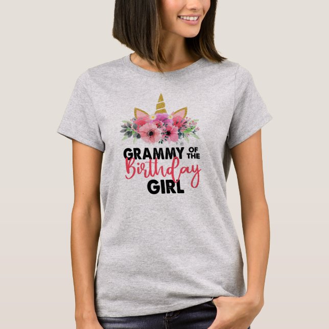 Grammy Of The Birthday Girl Mother Gift Unicorn T-Shirt (Front)