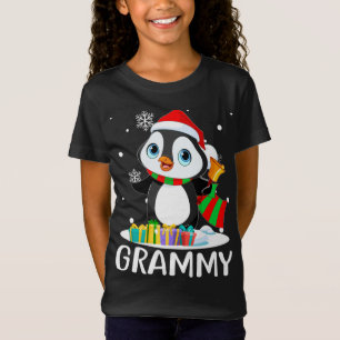Grammy Penguins Santa Hat Funny Christmas Matching T-Shirt