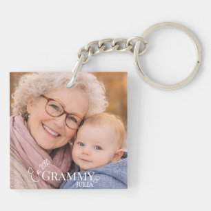 Grammy Photo Established Year Modern Design Key Ring