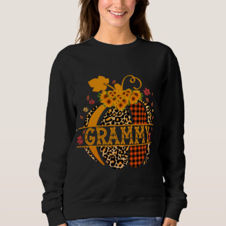 Grammy Pumpkin Leopard Print Sunflower Grandma Buf Sweatshirt