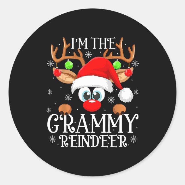 Grammy Reindeer Christmas Family Matching Group Fu Classic Round Sticker (Front)