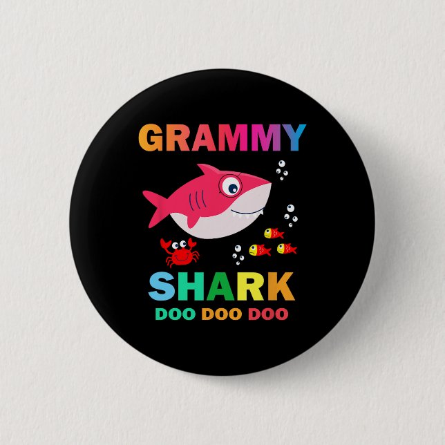 Grammy Shark  6 Cm Round Badge (Front)
