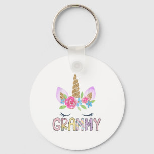Grammy Unicorn Floral Birthday Girl Family Matchin Key Ring