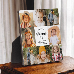 Grammy We Love You Hearts Modern Photo Collage Plaque