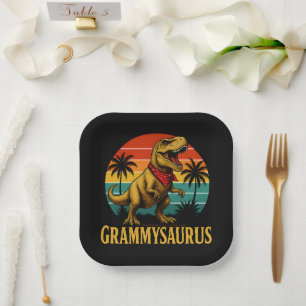 Grammysaurus T Rex Dinosaur Grammy Mothers Day Paper Plate