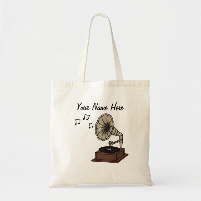 Gramophone Custom Tote Bag Musician Music Lover (Front)