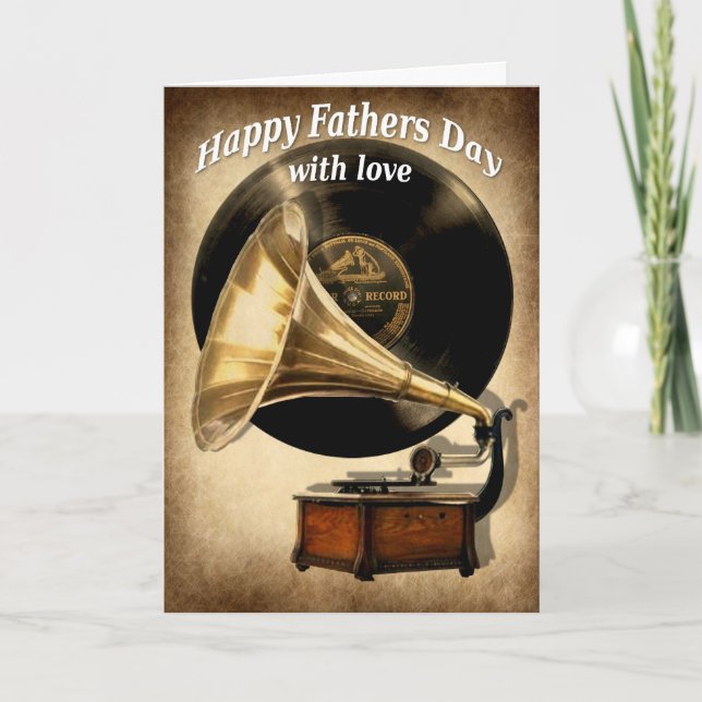 Gramophone fathers day card (Front)