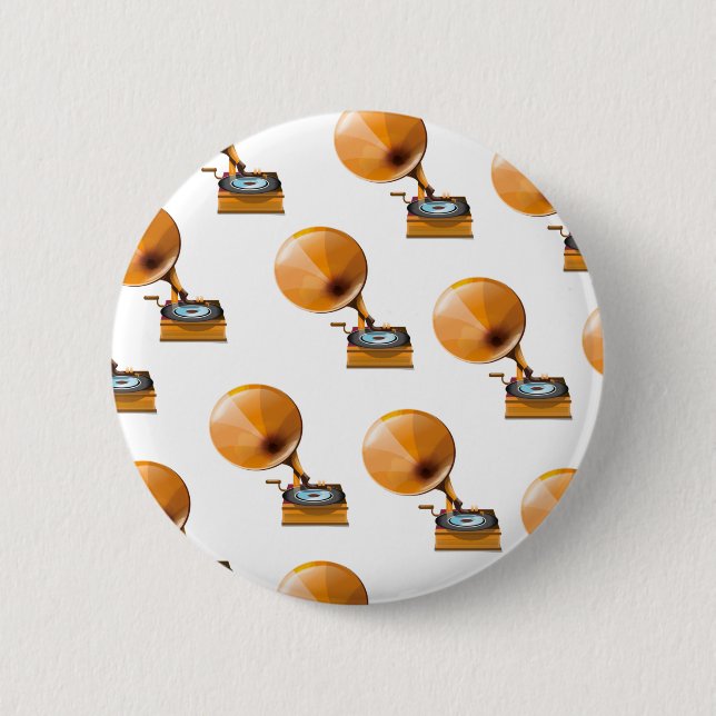 Gramophone Record Pattern. 6 Cm Round Badge (Front)