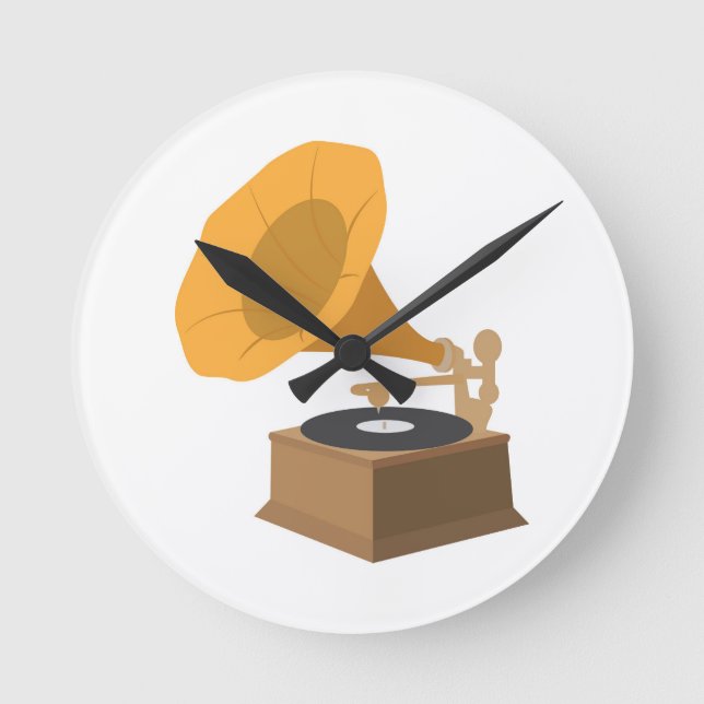 Gramophone Round Clock (Front)