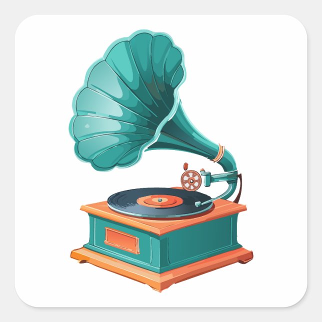 Gramophone Square Sticker (Front)