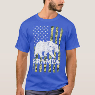 Grampa Bear Camping Hiking Camouflage USA American T-Shirt