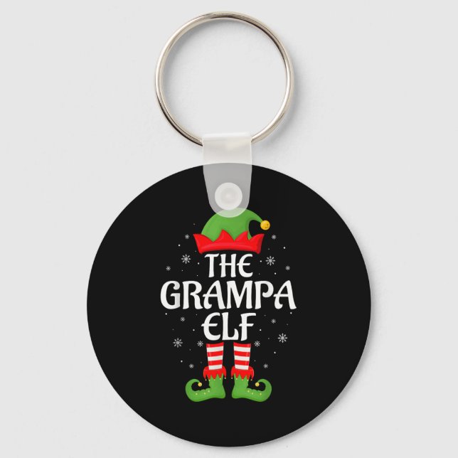 Grampa Elf Xmas Family Matching Elf Squad Christma Key Ring (Front)