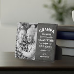 Grampa Grandfather Father's Day Kids Photo Plaque<br><div class="desc">Grandfather is for old men, so he's Grampa instead! This awesome quote photo plaque is perfect for Father's Day, birthdays, or to celebrate a new grandpa or grandpa to be who loves to golf. Design features the saying "Grampa, because grandfather is for old guys" in white lettering on a chalkboard...</div>