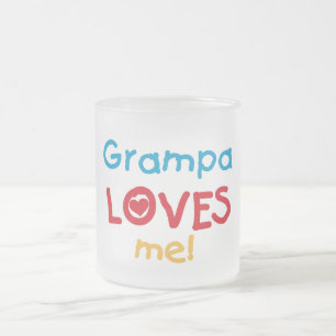 Grampa Loves Me T-shirts and Gifts Frosted Glass Coffee Mug
