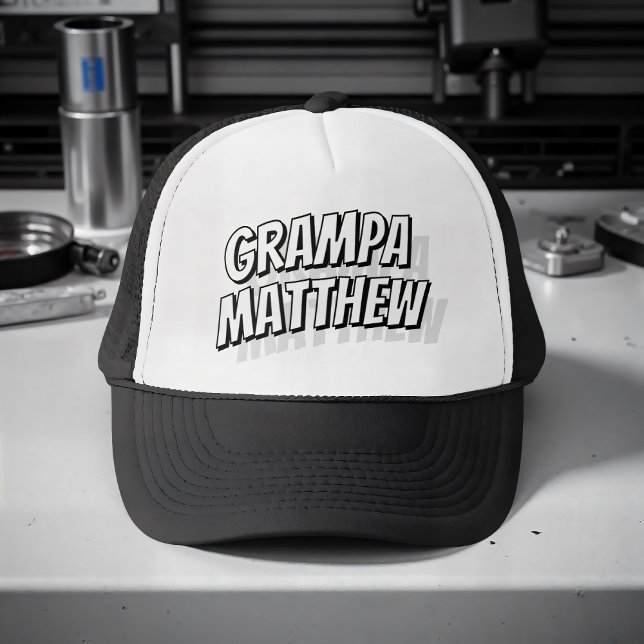 Grampa Modern Simple Cool Comic Trucker Hat (Creator Uploaded)