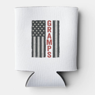 Gramps American Flag Vintage Patriotic Vector_1 Can Cooler