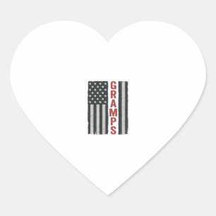 Gramps American Flag Vintage Patriotic Vector_1 Heart Sticker
