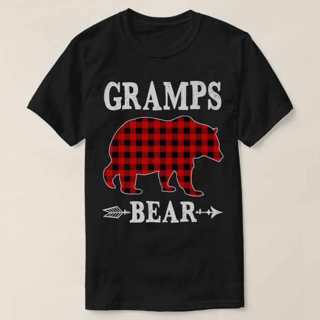 Gramps Bear Christmas Pajama Red Plaid Buffalo Fam T-Shirt (Design Front)