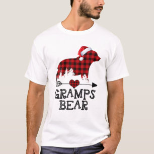 Gramps Bear Christmas Pajama Red Plaid Buffalo Fam T-Shirt