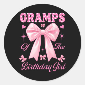 Gramps Birthday Girl Matching Coquette nk Bow Classic Round Sticker