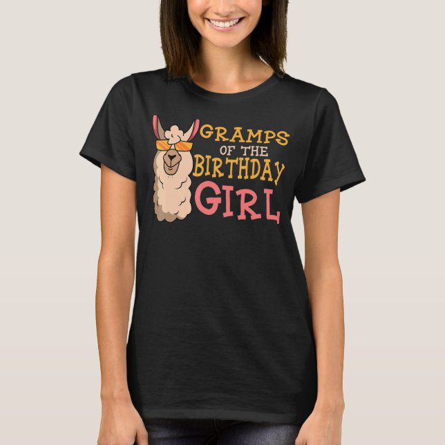 Gramps Of The Birthday Girl LLama Bday Party Celeb T-Shirt (Front)
