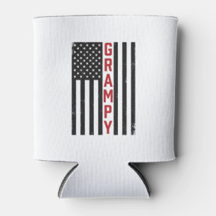 Grampy American Flag Patriotic Vintage Vector Desi Can Cooler
