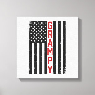 Grampy American Flag Patriotic Vintage Vector Desi Canvas Print