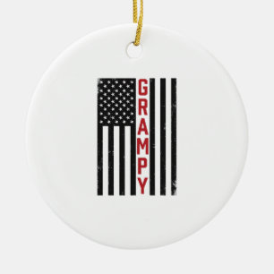 Grampy American Flag Patriotic Vintage Vector Desi Ceramic Tree Decoration
