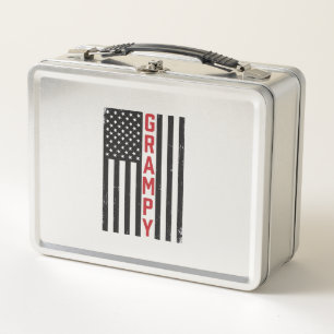 Grampy American Flag Patriotic Vintage Vector Desi Metal Lunch Box