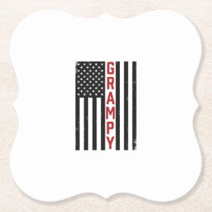 Grampy American Flag Patriotic Vintage Vector Desi Paper Coaster