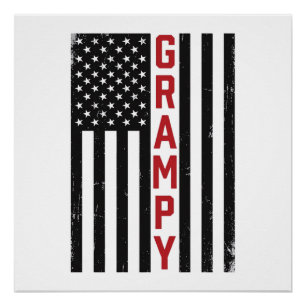 Grampy American Flag Patriotic Vintage Vector Desi Poster